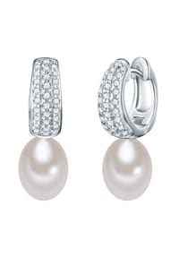 Luluandjane - Damen Ohrringe aus 925/- Sterling Silber in Silber mit Zirkonia und Süßwasser-Zuchtperle - silber