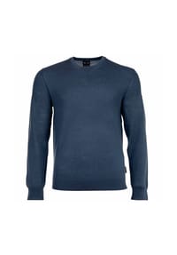 ARMANI EXCHANGE - Herren Strickpullover - Schurwolle, Rundhals, Logo, einfarbig - Blau