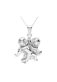 OSTSEE-SCHMUCK® - Kette mit Anhänger , Tierkreiszeichen Zwillinge , Silber 925/000 - silber