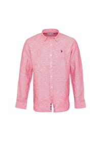 U.S. POLO ASSN. - Hemd Leinenhemd Button Down Linenshirt - hellrot
