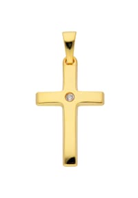 Adelia's - Damen Gold Schmuck 333 Gold Kreuz Anhänger mit Zirkonia - gold