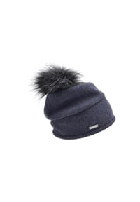 SEEBERGER - Walk Headsock mit Kunstfellpompom 37307-287 - anthrazit
