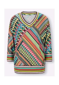 heine - Druck-Shirt - smaragd-pink-gemustert