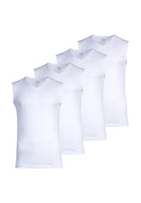 RAGMAN - Herren Unterhemden, 4er Pack - Shirt, Baumwolle, V-Ausschnitt, einfarbig - Beige