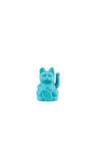 DONKEY - Winkekatze Lucky Cat Mini Maneki Neko, Türkis, 9.8 cm - Dunkelblau
