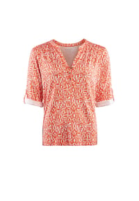 STOOKER® - MARIE  PRINT Damen Shirt 3/4-Arm - green ikat aop