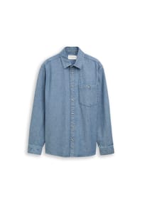 TOM TAILOR - Jeanshemd Comfort Checked, Comfort Fit, Langarm, Kent-Kragen, für Herren - 40898 MID BLUE DEN