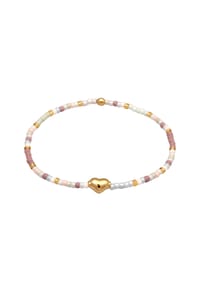 elli. - Armband Armband Mit Perlen Herz 925 Sterling Silber Vergoldet - Bunt