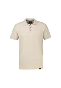 LERROS - Polo mit raffinierter Streifenstruktur aus Baumwollstrick - BROKEN WHITE MELANGE