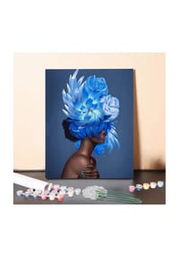 ARTNANAS - ARTNANAS DIY Malen nach Zahlen Set-"Frauenkopf mit blauen Blumen" ohne Rahmen in 40*50CM - 