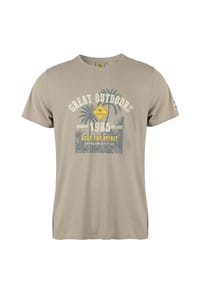 ROADSIGN® australia - Herren T-Shirt Outdoor Stamp mit Print und Rundhalsausschnitt, aus weicher Baumwolle, Outdoor-Style für Natur, Abenteuer und aktive Tage - beige