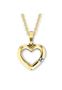 ONE ELEMENT Heartful Moments - Damen Schmuckset - Set mit Halskette  Zirkonia Herz Herz Anhänger aus 333 Gelbgold - gold