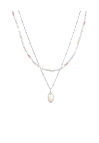 elli. - Halskette Elli Halskette Layer Süßwasserperle Barock Glas Beads 925 Silber - Gold