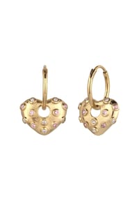 elli. - Ohrringe Creole Mit Herz Zirkonia Rosa 925 Sterling Silber Vergoldet - Gold