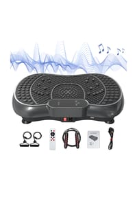 HOME FITNESS CODE - Vibrationsplatte mit Touchscreen, Bluetooth, Widerstandsbändern, Ganzkörpertraining - schwarz