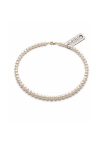 DI PERLE® DI PERLE Schmuckkollektion - Süßwasser Zuchtperlen Halskette Collier aus 925er Silber vergoldet, 50 cm - weiß