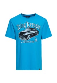 KING KEROSIN - Print-Shirt Front Print im Retro Muscle-Car Look California Greaser - blau