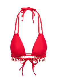 MODA MINX - Bikinioberteil Selene Droplet Double Strap Triangle Top mit edlen Schmuckelementen - Red