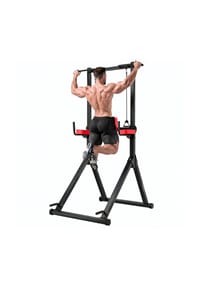 HOME FITNESS CODE - Power Tower mit Klimmzugstange, Dip-Station und Höhenverstellung für Ganzkörpertraining - schwarz