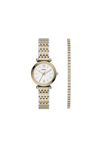 FOSSIL CARLIE - Fossil Set Damenuhr Carlie 3-Zeiger-Werk Edelstahl Bicolor, ES5450SET - Zweifarbig