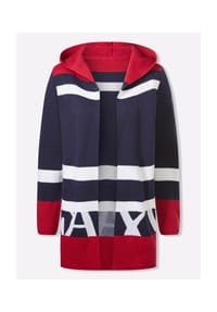 SIEH AN! - Long-Strickjacke - marine-weiß-geringelt