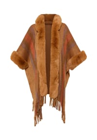 MANGUUN - Poncho Zürs, Fransen, für Damen - BLACK