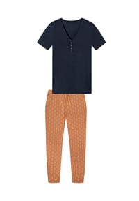 SCHIESSER - Schlafanzug Mix & Relax - Orange / dunkelblau