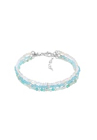 elli. PREMIUM - Armband Edelstein Glasperlen 3-Reihig Blau 925 Silber - Hellblau