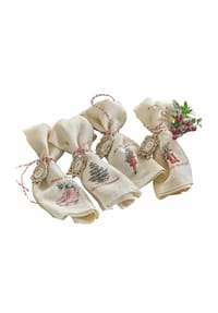 LOBERON - Serviette 4er Set Merry & Bright weiß/rot - weiß/rot