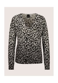 MADELEINE - Luxuriöser Wollpullover mit Animal-Design - silbergrau / schwarz / multicolor