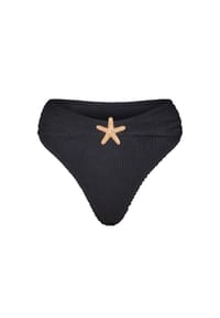 MODA MINX - Bikinihose Starfish Scrunch High Waist Bikini Bottom mit tollem Seestern-Element - Black
