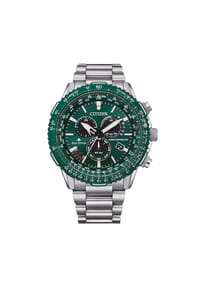 CITIZEN® RADIO CONTROLLED - Herren Chronograph "CB5004-59W" - SILBER/GRÜN