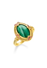 Thomas Sabo - STERLING SILVER Ring grüner Stein gold - gelbgoldfarben, bunt