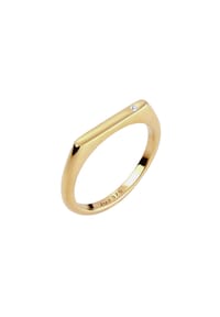 KUZZOÍ - Ring Siegelring Laborgezüchteter Diamant Weis (0.02 Ct) 375 Gelbgold - Gold