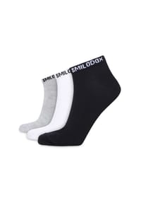 SMILODOX - Sneaker Socken 3er Pack 3er Sneaker Socks - Schwarz / Grau / Weiß