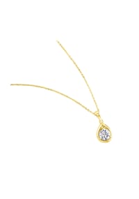 zeeme BASIC - Halskette 925/- Sterling Silber 1 Zirkonia - gelb