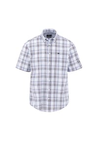 FYNCH-HATTON® - Freizeithemd, Slub Check, Body Fit, Kurzarm, Button-Down-Kragen, für Herren - 342  AUBERGINE