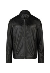 bugatti - Lederjacke BUFILIPPO mit Reißverschlusstaschen - schwarz