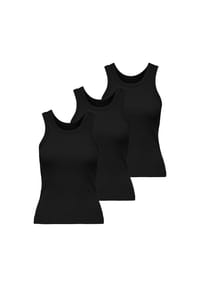ONLY® - Damen Tank-Top 3er Pack - ONLVAL LIFE TANKTOP, Baumwolle, Rundhals, Slim Fit - Schwarz
