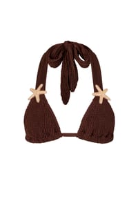 MODA MINX - Bikinioberteil Starfish Scrunch Triangle Top mit tollen Seestern-Elementen - Coffee