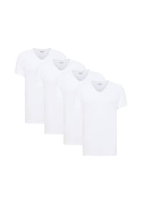 MUSTANG® - Herren T-Shirts, 4er Pack - Amado, Bio-Baumwolle, Single Jersey, V-Ausschnitt - Schwarz