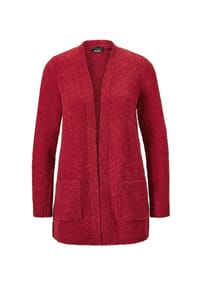 GOLDNER - Kurzgröße:  Legere Strickjacke aus Bouclégarn - rubinrot