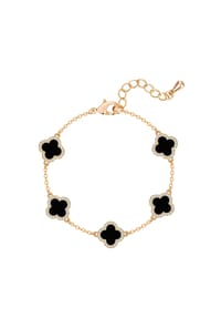 Luluandjane - Armband gelbgold Zirkonia weiß Acryl schwarz - gelbgold