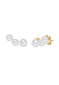 VALERO PEARLS - Damen Ohrringe aus 925/- Sterling Silber in Gelbgold mit Süßwasser-Zuchtperle - gelbgold