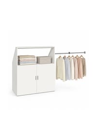 VCM. - Kleiderschrank für Dachschräge mit Kleiderstange & Stauraum Schrank für Schlafzimmer Dachboden - Dacho M - Weiß