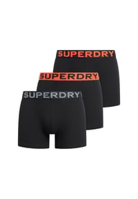 Superdry. - Herren Boxershorts, 3er Pack - Boxer Triple Pack, Logobund, Cotton Stretch - Dunkelblau/Grau