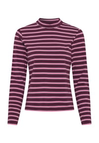 MANGUUN - Langarmshirt, Stehkragen, für Damen - 1 BEIGE STRIPE
