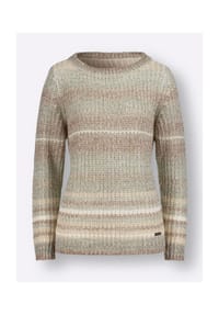 Witt - Pullover - taupe-jade-geringelt
