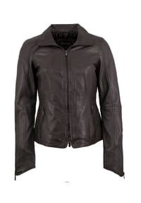 JILANI - Damen Lederjacke Lammnappa dunkelbraun - dunkelbraun