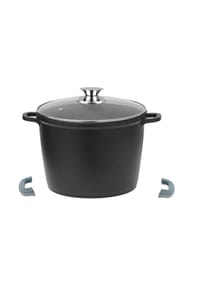 Cheffinger - Tiefer Kochtopf mit Glasdeckel & Silikongriffe, ø32 cm - 15 L - - Schwarz 32 cm